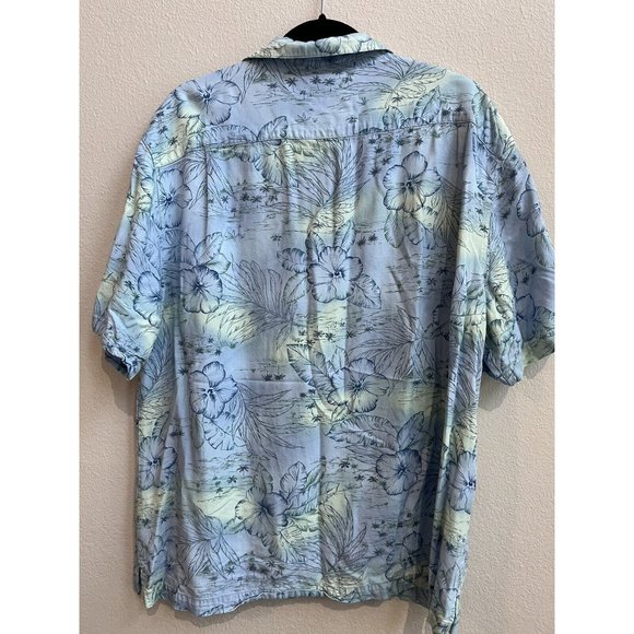 Vintage Havana Jacks Cafe Hawaiian Tropical Shirt Size XL Blue Mint Green floral - Picture 2 of 7